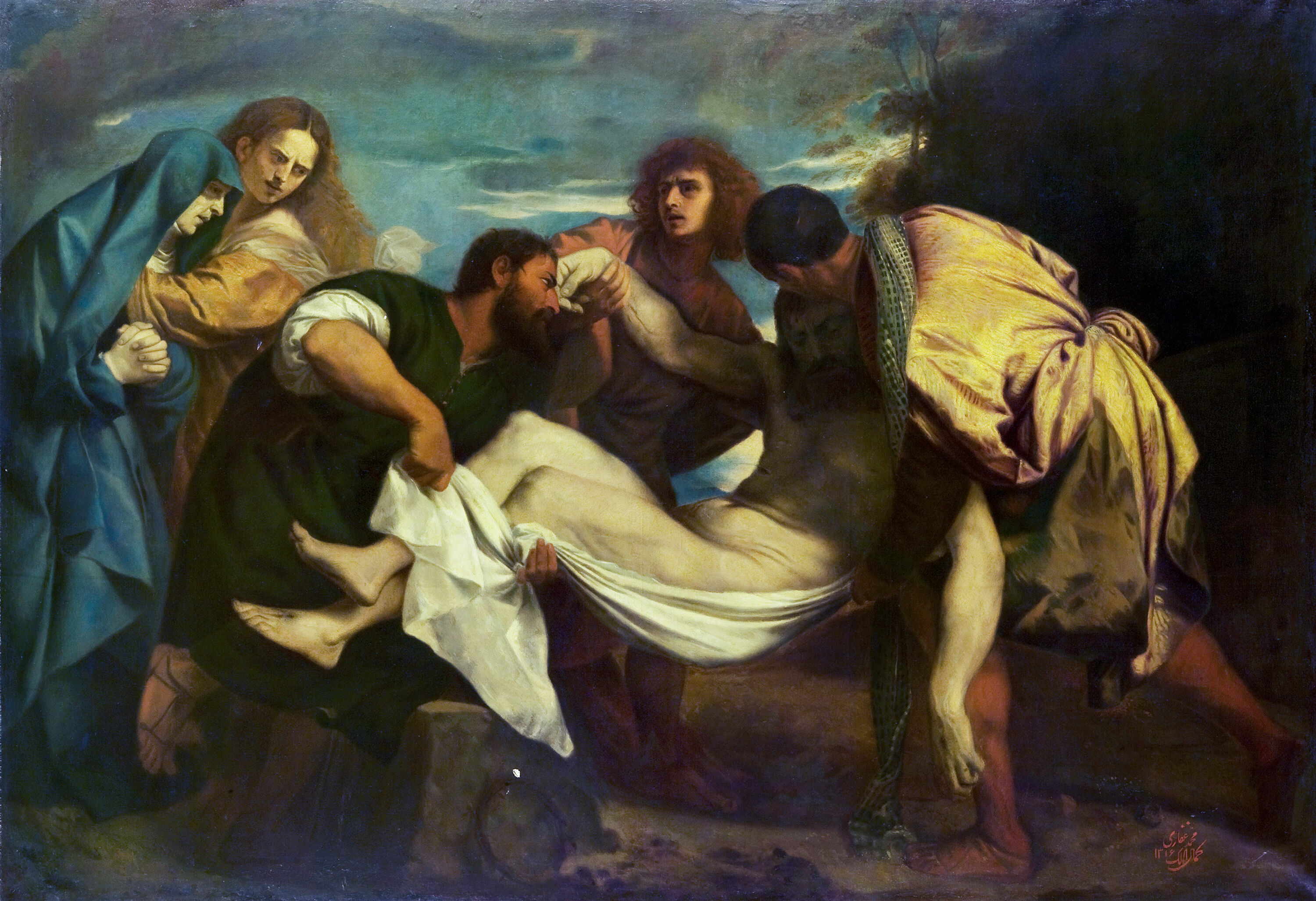خاکسپاریِ مسیح، اثرِ کمالالملک (کپی از تیسیَن)
