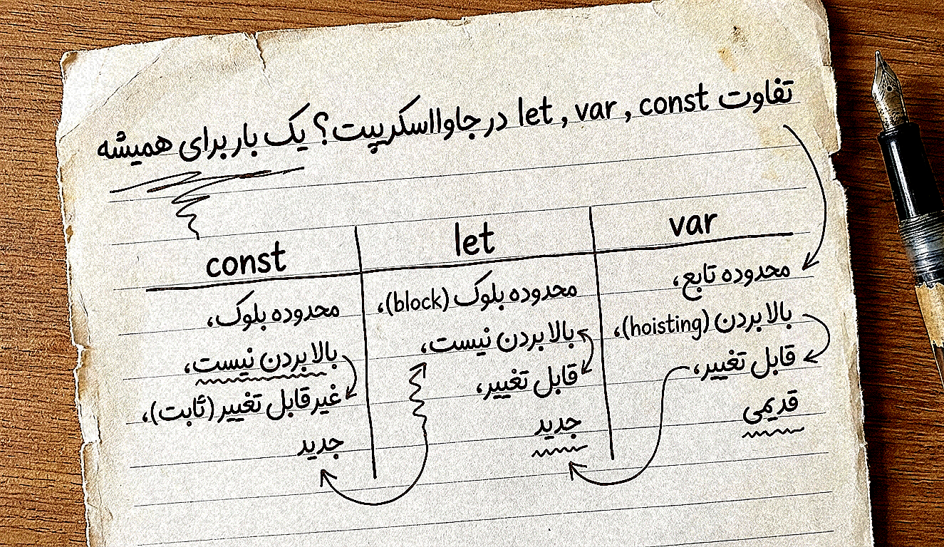 let , var , const | میثم قیصری | maysam ghaysari