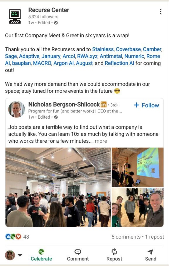 مثال پست لینکدین