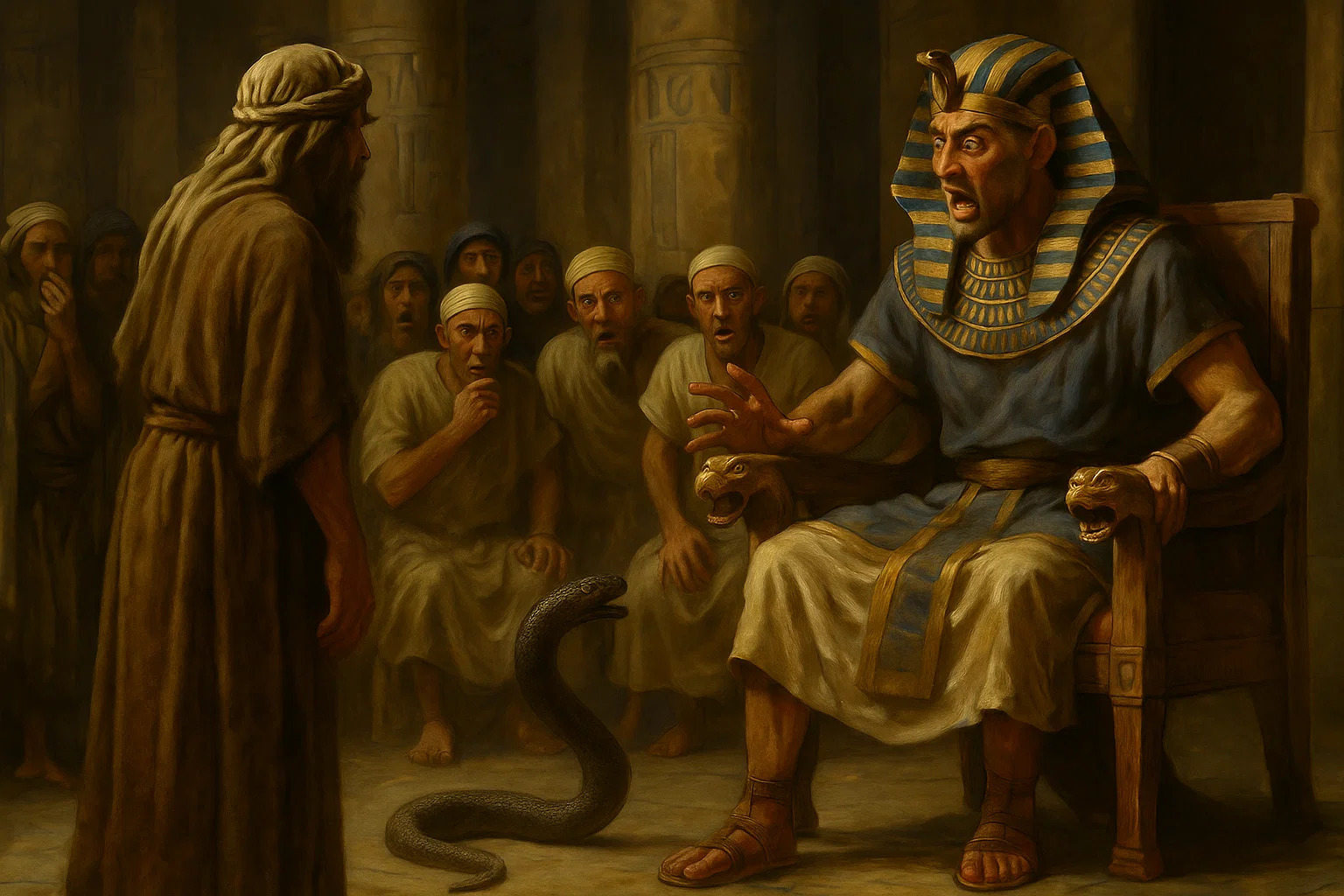 فرعون در مقابل مار محافظ حضرت موسی