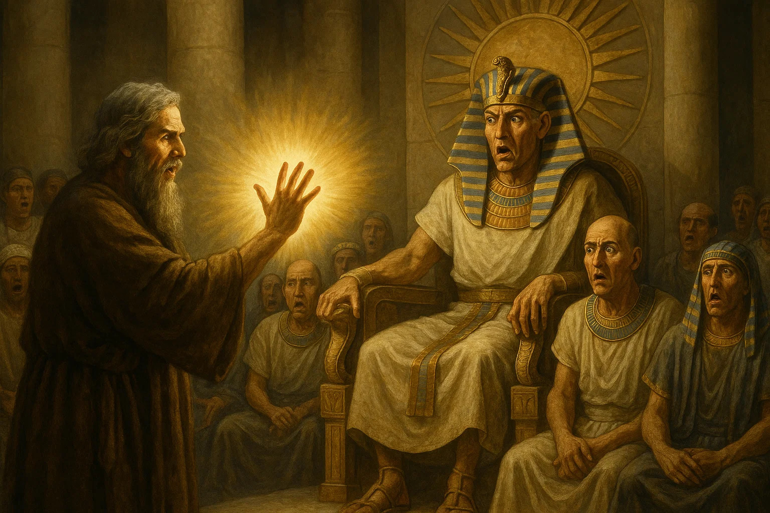 فرعون در مقابل دست نورانی حضرت موسی