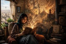 دختری که کتاب‌هایش را مثل بچه‌هایش دوست دارد.