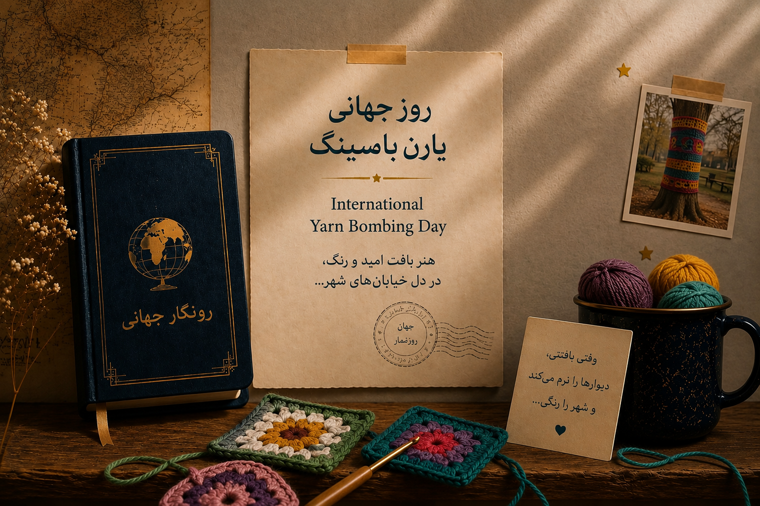 «روز جهانی یارن بامبینگ؛ وقتی بافتنیها خیابانهای شهر را رنگی میکنند»