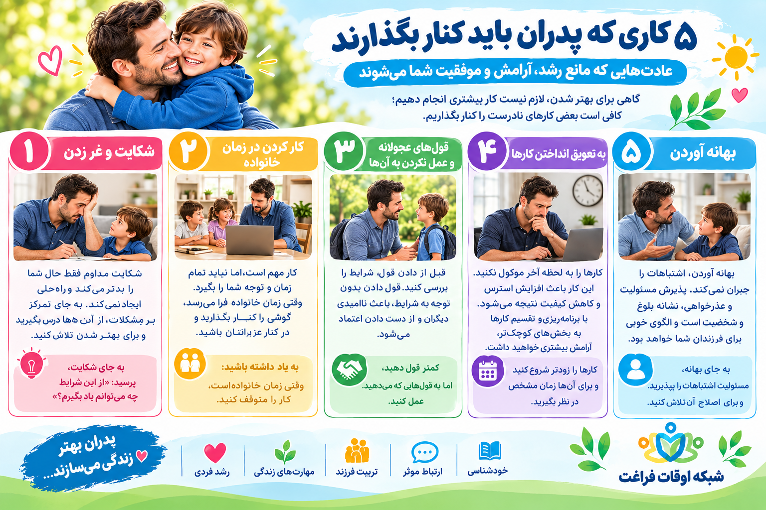 ۵ کاری که پدران باید کنار بگذارند