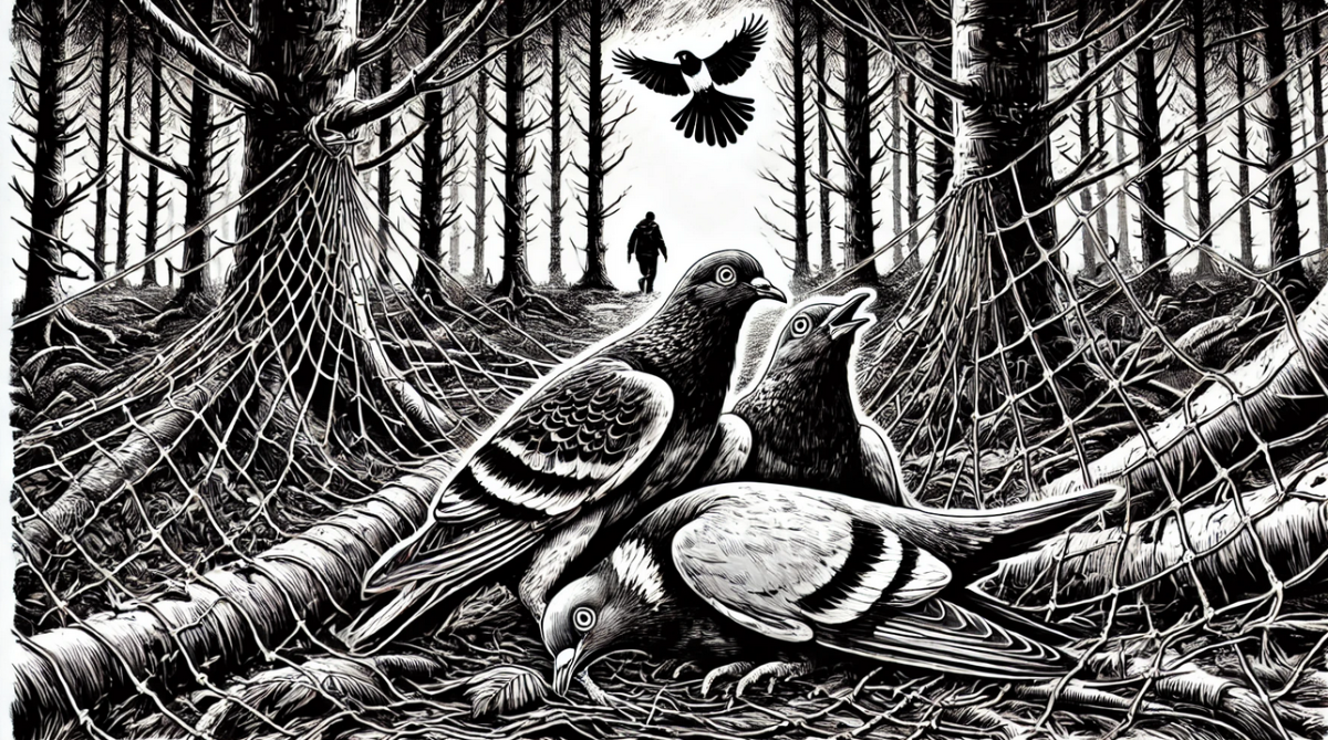 زاغ و دیدن کبوتران در بند صیاد