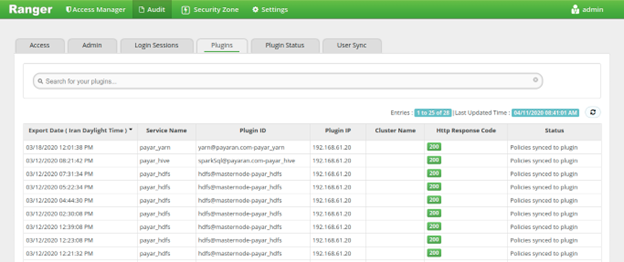 < شکل 10 - وضعیت سربرگ Plugins پس از نصب افزونه و تعریف سرویس