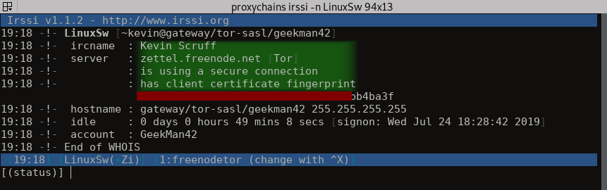 اطلاعات دستور whois در irc
شامل اطلاعات ircname و server و hostname و idle و نام اکانت کاربر