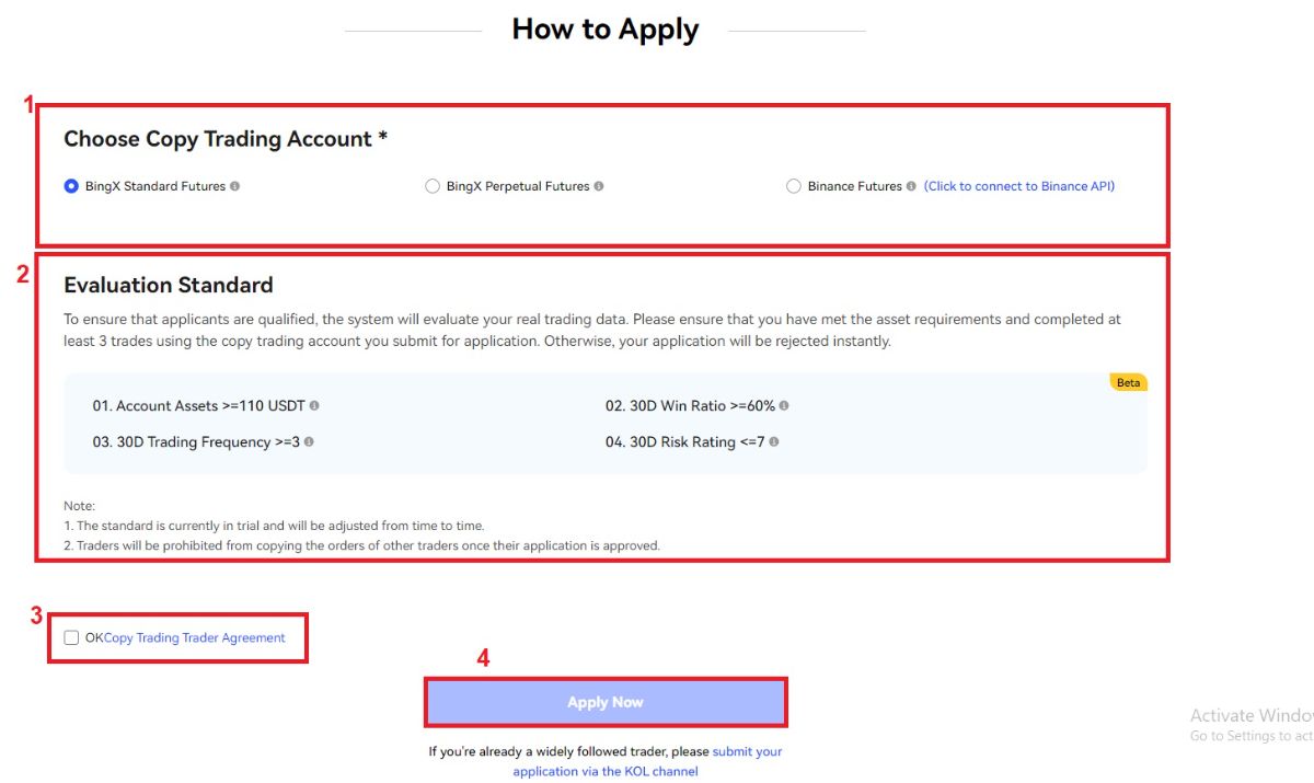 روند ثبت نام به عنوان تریدر برای شرکت در کپی ترید بینگ ایکس BingX 