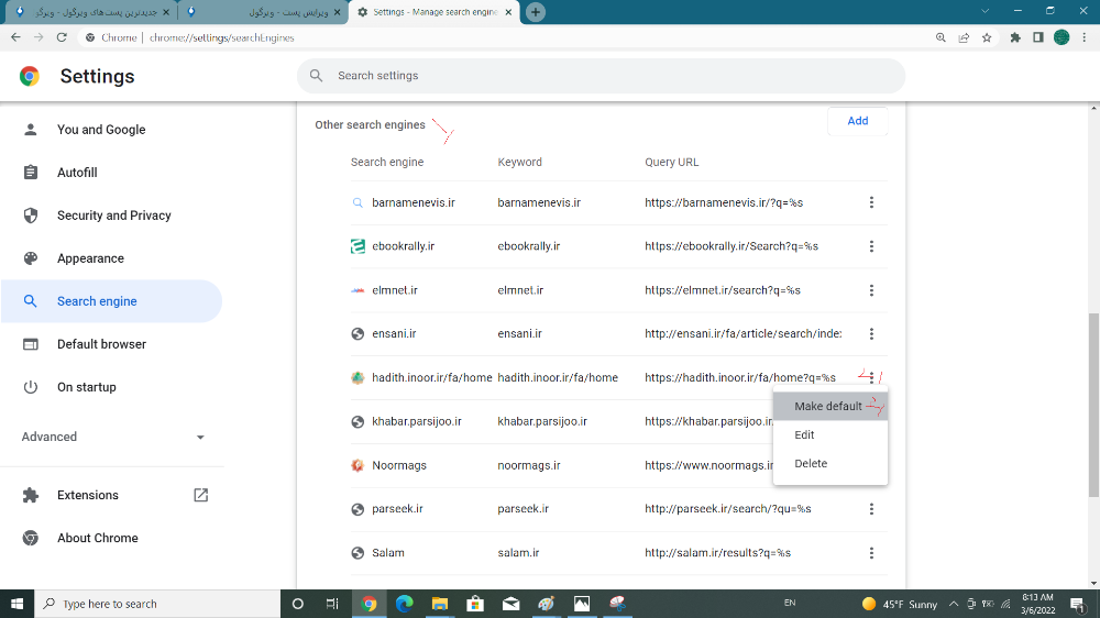 add search engine to default search engines
