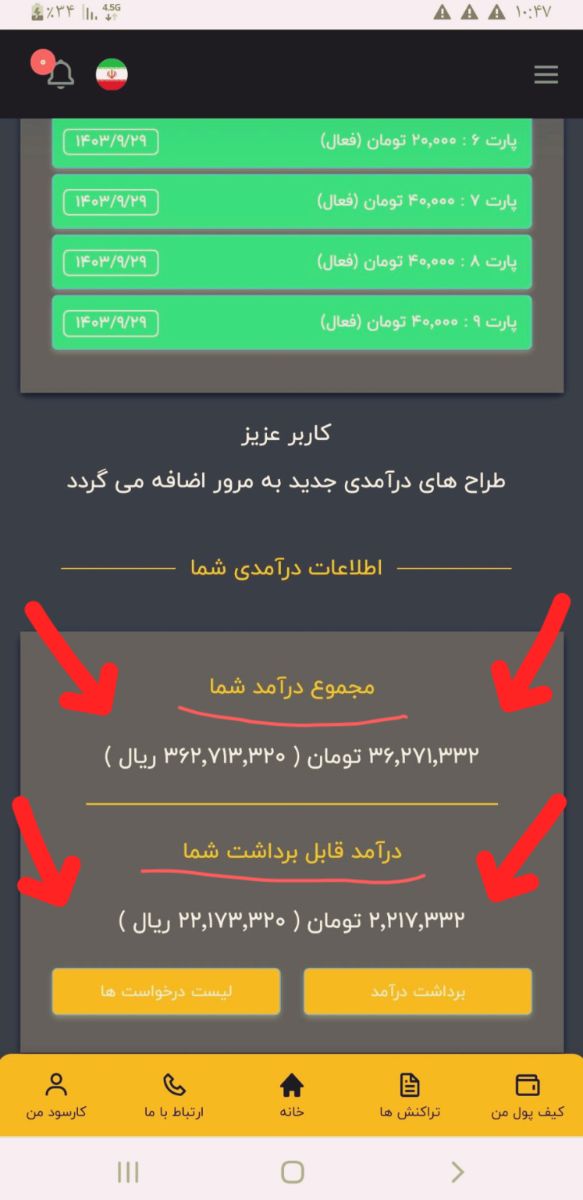 درآمد روزانه ۲ میلیون