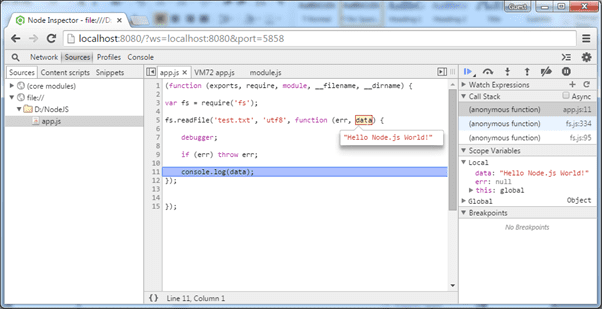 استفاده از ابزار Node Inspector برای رفع خطا از برنامه‌های Node.js - ویرگول