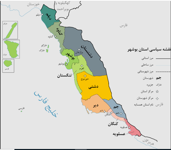 ۹- نقشه موقعیت شهرستان جم