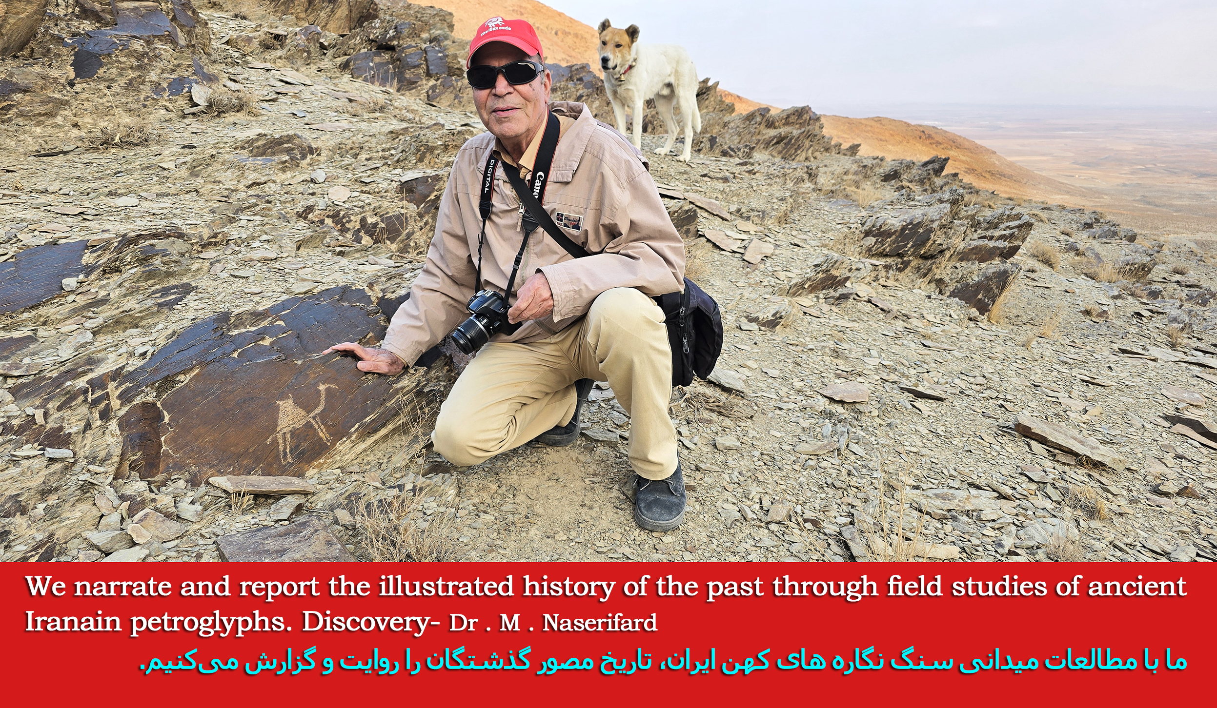 دکتر محمد ناصری فرد در کنار نقاشی کهن شتر یک کوهان