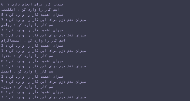 ورودی های کد