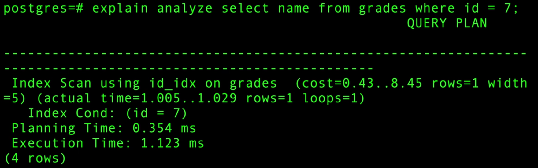 نمونه کوئری explain analyze