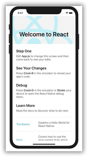  اجرای یک application React Native 