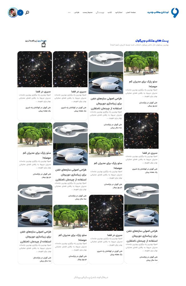 اینم نحوه نمایش پیشنهادی برای صفحه پست های منتخب