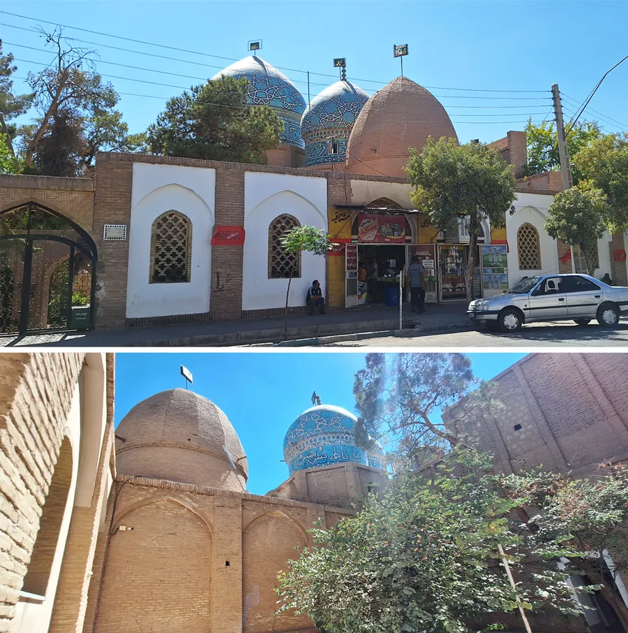 نمای بیرونی سه گنبد در کنار هم دیده میشه