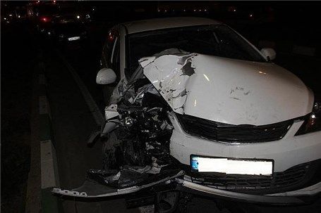 تصادف ام وی ام 315 با گارد ریل جاده  