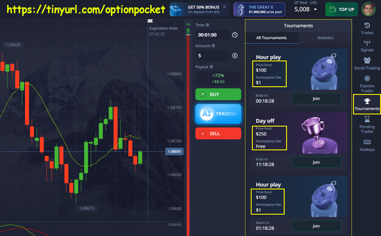 Join exciting tournaments with big prizes