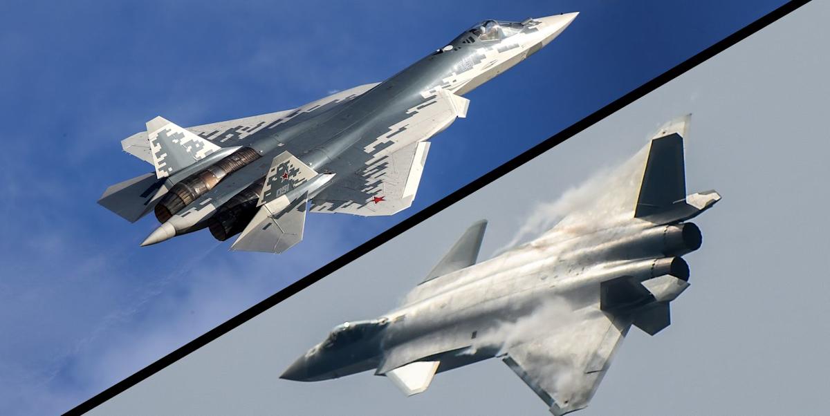 بالا: Sukhoi Su-57 نیروی هوایی روسیه | پایین: Chengdu J-20 نیروی هوایی ارتش آزادی‌بخش خلق چین