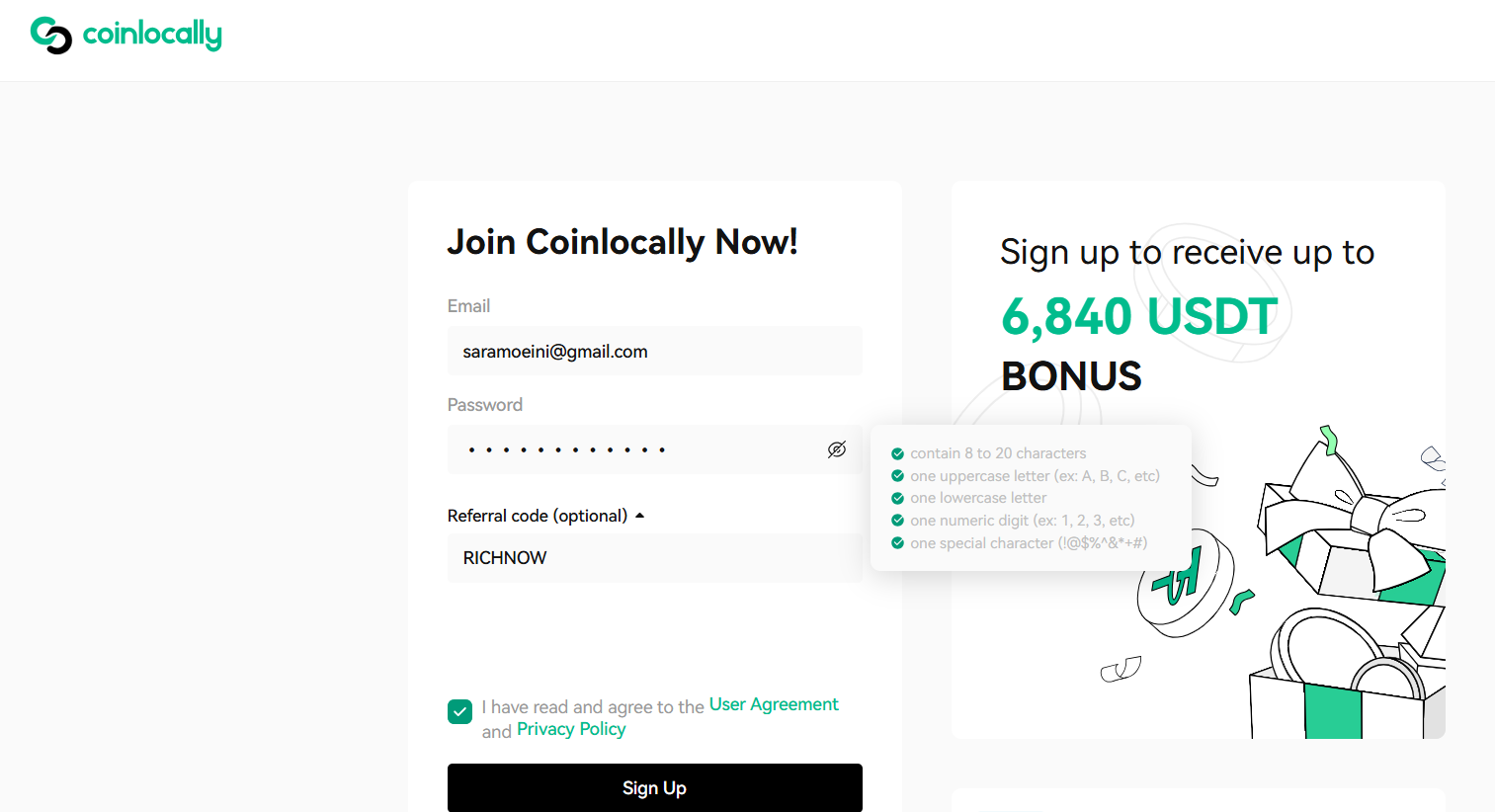 نحوه ثبتنام در صرافی کوین لوکالی Coinlocally