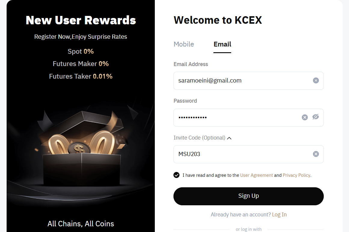 نحوه ثبتنام در صرافی کی سی ایکس Kcex