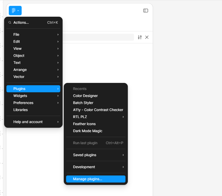 گزینه مورد نظر را در manage plugins  جست و جو کنید