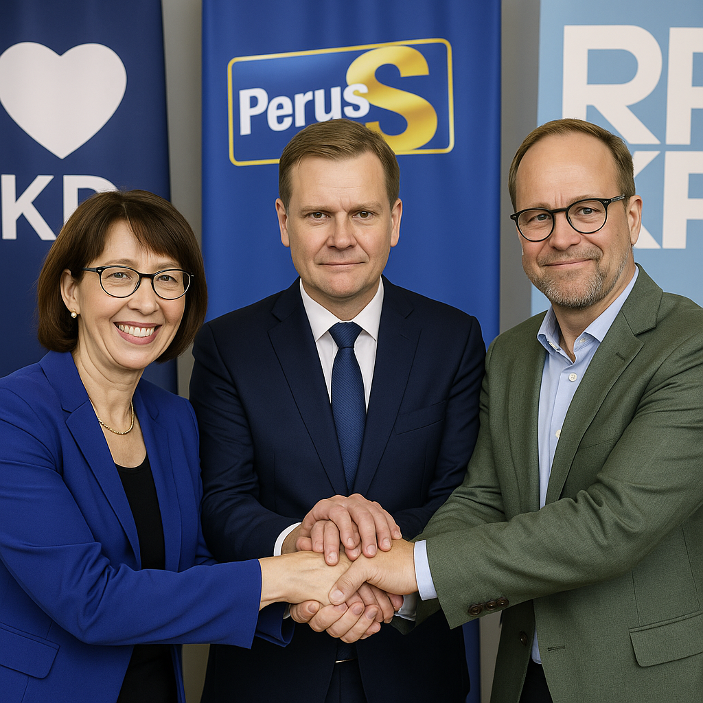 ائتلاف سه حزب فنلاندی ها، دموکرات مسیحی ها و سوئدی ها: تصویر تولیدشده با هوش مصنوعی