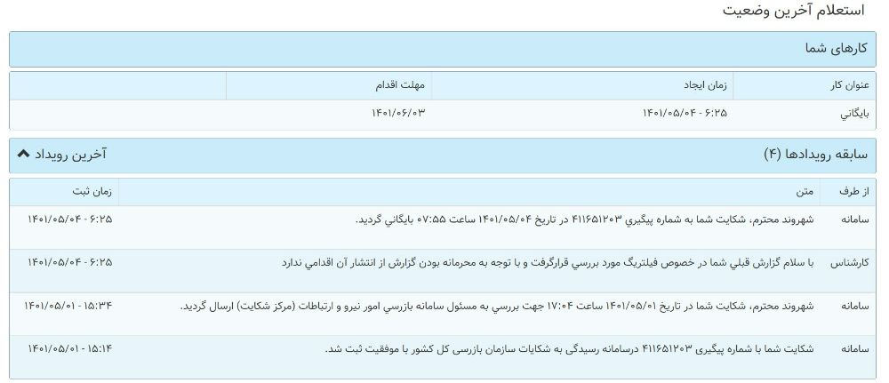 نتیجه ی پرونده ی دوم شکایت از عدم پاسخگویی شرکت ارتباطات زیرساخت در سازمان بازرسی کل کشور