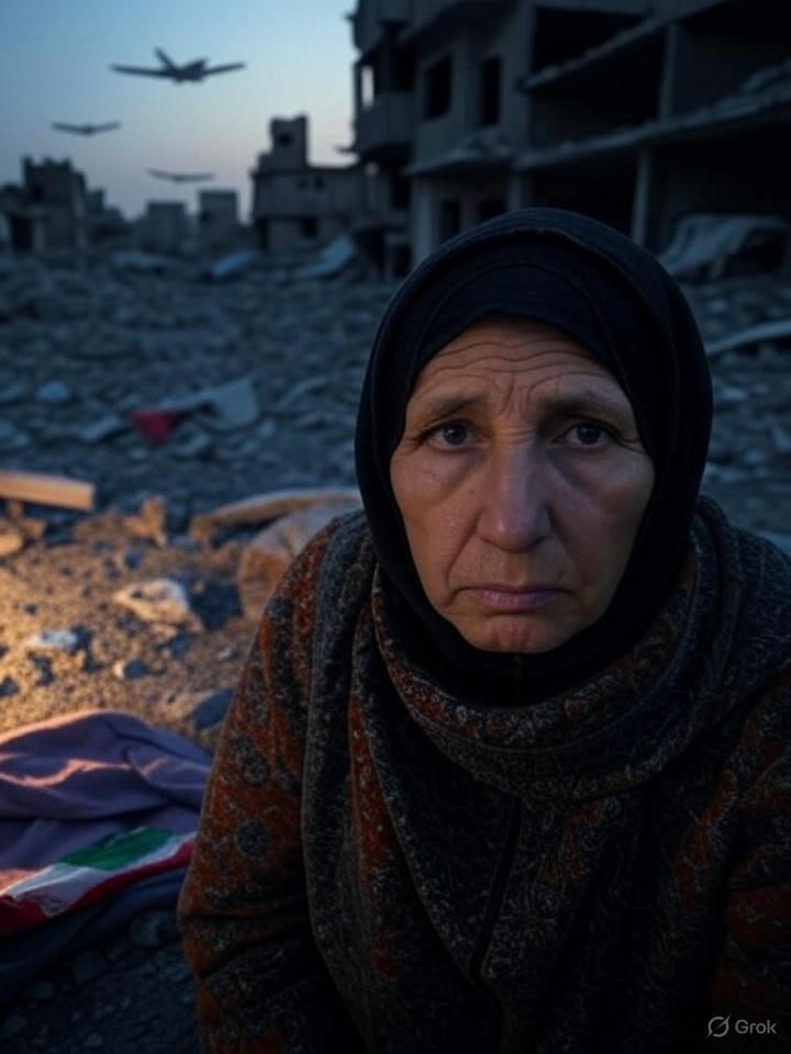 این منم از دید گروک- پیر شدم و خانه ام ویران شده - هیچ پرامپتی نداشته و  خیلی اولیه برایم ساخت