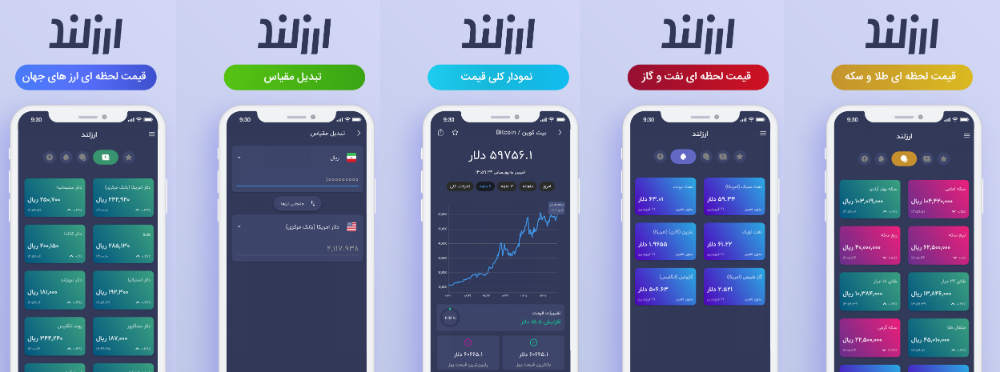 اسکرین شات های از اپلیکیشن ارزلند