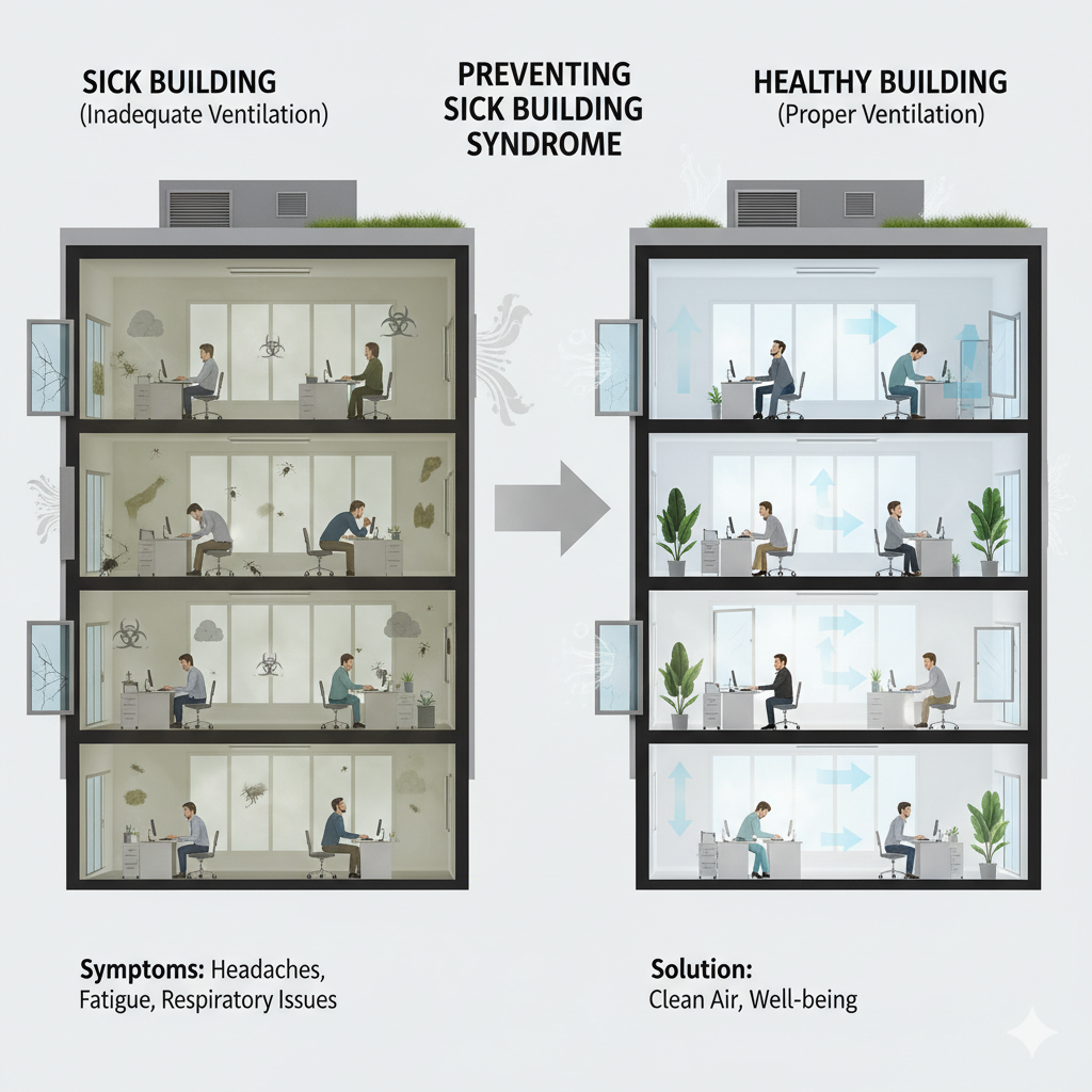 عدم تهویه مناسب منجر به بیماری، خستگی و آلودگی میگردد