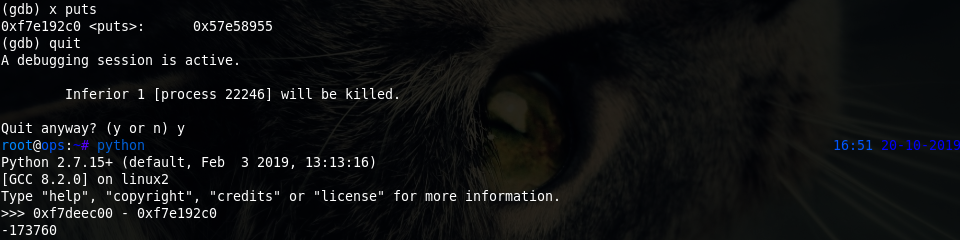 Examine puts address and calculate offset