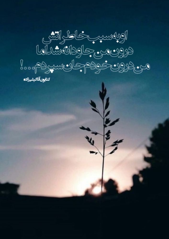 بی صدا اشک می ریخت...
مرا یاد باران هایی می انداخت ، که شب ها بی صدا می باریدند... 
و صبح از نم زمین ، متوجهشان می شدیم! 
از سرخی چشم ها... 

بــ‌ قلم ــه: کتایون آتاکیشی زاده

•••
تو آخرین آرزوی منی...
همان ها که عمرمان به برآورده شدنشان قد نمی‌دهد... •‌͡•

بــ‌ قلم ــه: کتایون آتاکیشی زاده

•••

او به سبب خاطراتش 
درون من جاودانه شد اما
 من درون خودم جان سپردم...! 

بــ‌ قلم ــه: کتایون آتاکیشی زاده

•••