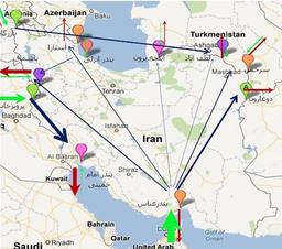 محورهای ترانزیت بار از ایران