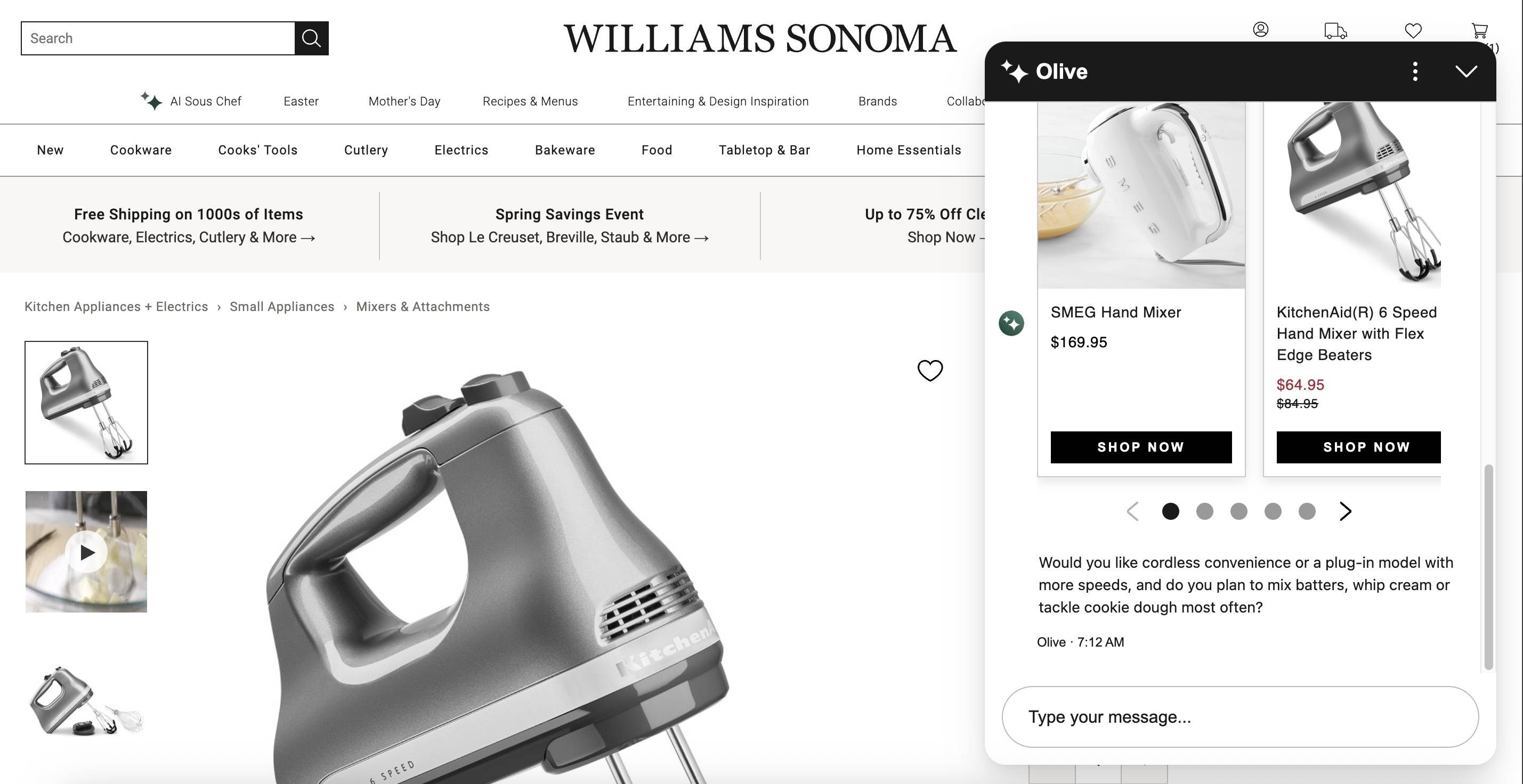 ✅ چت‌بات Williams Sonoma: این چت‌بات کاربر رو توی صفحات مختلف همراهی می‌کرد و بهش اجازه می‌داد همون‌طور که داره گزینه‌های مختلف رو بررسی می‌کنه، به گفتگوش هم ادامه بده.