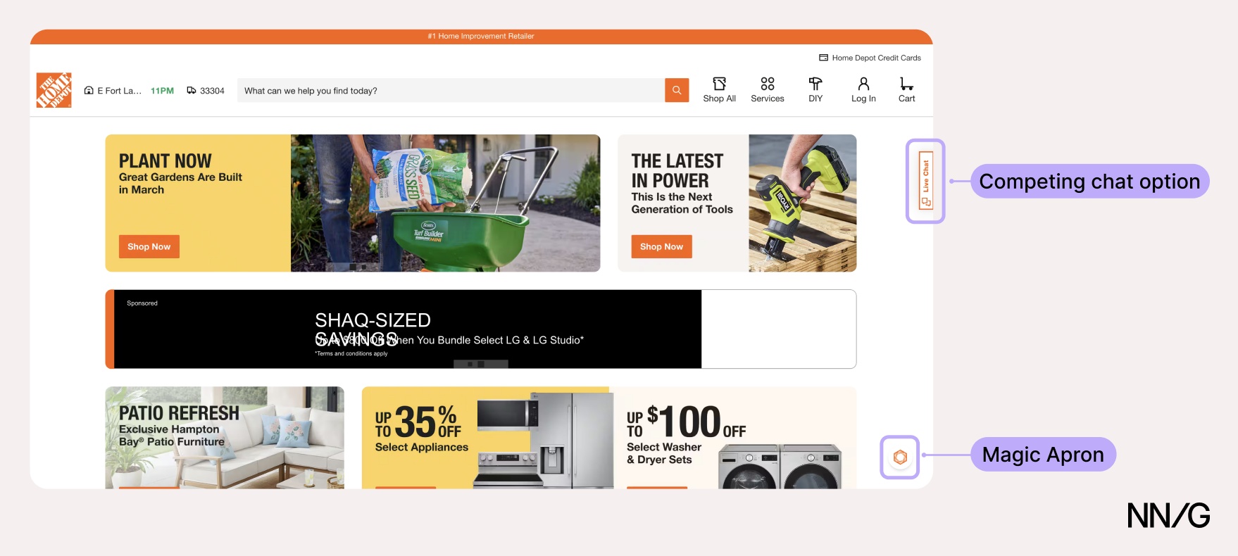 ❌ هوم دیپو (Home Depot) دو چت‌بات داشت و اصلاً مشخص نبود که هر کدام برای چه کاری هستند.