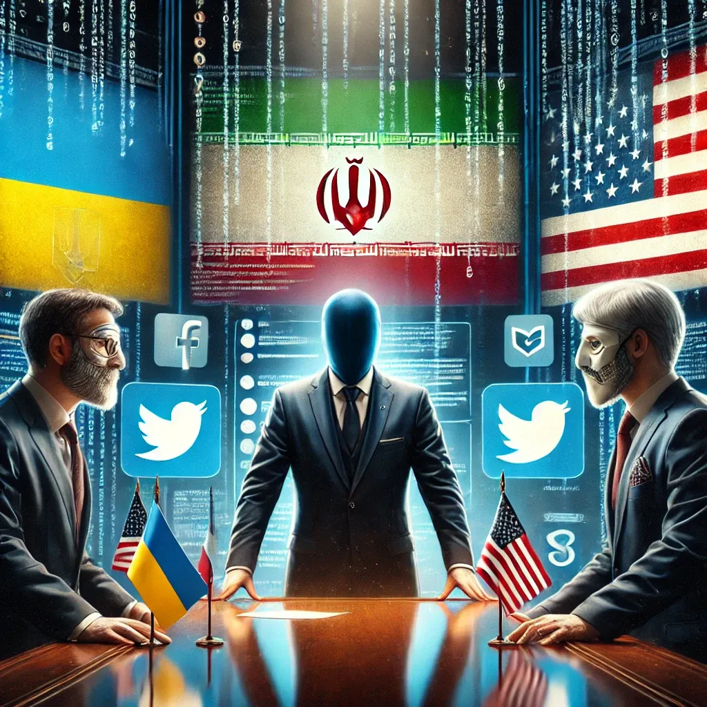 نماینده ایران در مرکز قرار گرفته و نمایندگان اوکراین و آمریکا در دو طرف هستن